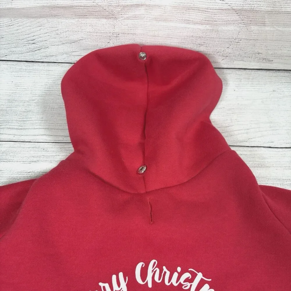 Disney Dog Sweater Sz L Winnie The Pooh Merry Christmas Red Pet Hoodie Holiday